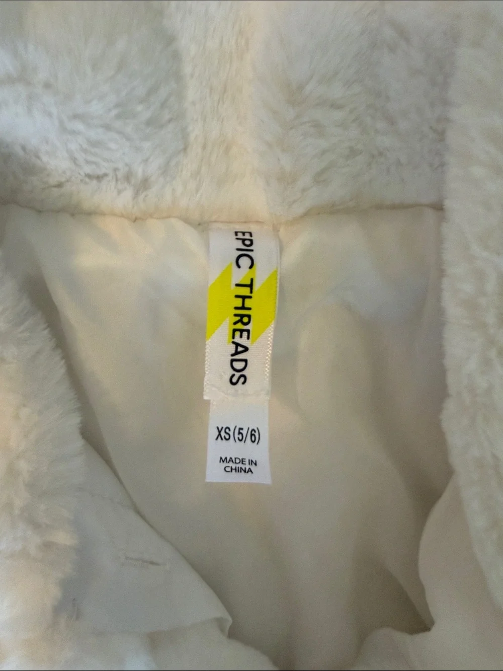 Epic Threads White Faux Fur Button-Up Kids Jacket